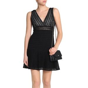 SANDRO Paola Black crochet-knit mini dress